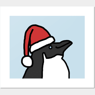 Portrait of a Christmas Penguin in Santa Hat Posters and Art